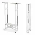 Вешалка напольная на колесиках Elios Arredamenti белая, Италия, деревянная, складная, раздвижная штанга
