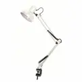Светильник под лампу на струбцине. Белый. Офисный с цоколем E27, для школьника/ для маникюра/ для рукоделия, LEEK