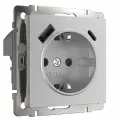 Встраиваемая розетка с заземлением, шторками и USB тип A+C Werkel W1171706, цвет серебряный