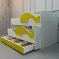 Двухъярусная детская кровать Радуга-2 Trend, ЛДСП, жёлтая, с ящиком