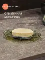 Мыльница MOROSHKA Teriberka, стекло, овальная, зеленый, 9,8х15,2х1,9 см
