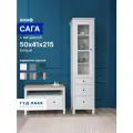 Шкаф с витриной ГУД лакк Сага, 3 ящика, 50х41х216 см, шариковые направляющие с доводчиком, белый
