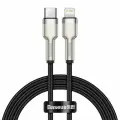 Кабель Type-C to iP (Lightning) Baseus Cafule Series Quality Zinc Alloy Metal Data Cable 20W 1m, черный (CATLJK-A01)