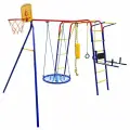 Детский спортивный комплекс Пионер-дачный Юла макси + качели гнездо 80М, red/blue/yellow