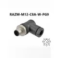 RAZM-M12-C8A-W-PG9 разъём М12 8 pin угловой / вилка (папа) / PG9 (4-8 мм диаметр под кабель)