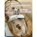 Одеяло детское для новорожденного в кроватку Moms 70х100 польский 100% хлопок сатин всесезонное стеганое гипоаллергенное декоративные аппликации медвежонок Альполюкс 150 г/м2