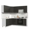 Кухонный гарнитур угловой, без столешницы, Пасаденна, 180х220см Белый / Угольный Камень