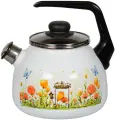 Чайник СтальЭмаль 4с209я Голландский со свистком, 3 л, белый с рисунком