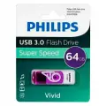 Флеш-диск 64 GB PHILIPS VIVID, разъем USB 3.0, фиолетовый, FM64FD00B/97