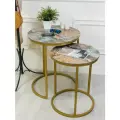 Стол кофейный журнальный, столик двойной круглый высокий, комплект столиков