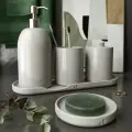 Набор аксессуаров Bordeaux : дозатор, мыльница, стакан, контейнер и поднос, серый глянцевый