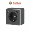 Накладная розетка со шторками и USB тип A+C Werkel Gallant W5071704, быстрая зарядка Quick charge 3.0, графит рифленый