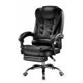 Кресло руководителя игровое кожаное с массажем и подножкой прорезиненные колесики