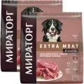 Сухой корм мираторг EXTRA MEAT для взрослых собак крупных пород с говядиной Black Angus (2,6 + 2,6 кг)