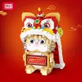 Loz Building Blocks Assembly Model, Toy for Boys And Girls, Gift for Valentine's Day And Birthday, 9258 Lion Dance And Fortune Cat