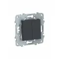 2 шт. Schneider Electric Unica New Антрацит Переключатель 2-клавишный, 2 х сх. 6, NU521354