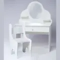Туалетный столик для девочек с зеркалом и стулом белый