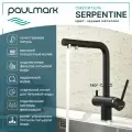 Смеситель для кухни с выдвижным изливом Paulmark SERPENTINE черный металлик, с подключением фильтра питьевой воды, Se213222-418