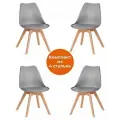 Комплект кухонных стульев TETCHAIR Tulip, 4 штуки, серый и бежевый, высота сиденья 46 см