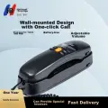 GUO WEI GW8A Landline Telephone, Wall-Mounted Phone, Hotel Breadboard Small Handset, Battery-Free Desk And Wall Dual-Use One-Key Dialing, for Home And Office Use, Black