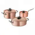 Набор посуды 3 пр, медь, крышки с посеребренной декорированной ручкой CZ06 Ruffoni Opus Cupra