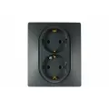 Legrand Etika Антрацит Розетка 2-ая с заземлением, винт. клеммы, 16А, 250 В 672623, 4 шт.