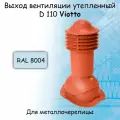Труба вентиляционная Viotto 110х550 мм RAL 8004 для крыши из металлочерепицы (классик, монтеррей), выход вентиляции готовой кровли медно-коричневый