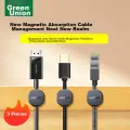 Lulian Desktop Cable Organizer, Magnetic Cable Holder, Cable Management Tool, Computer Network Cable Clip, No-Drill Cable Wrap, Cable Clip, Wire Organizer, 3-Pack, Black