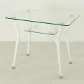 Стеклянный стол для кухни Квадро 10 прозрачный/белый (1100х700 мм)