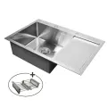Комплект кухонная мойка из нержавеющей стали WISENT 7851-L (78х51см) с раздвижным коландером.