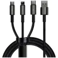 Дата-кабель BASEUS Tungsten Gold USB-A->MFI+A+C с функцией быстрозарядки 3.5A 1.5m черный