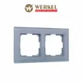 Рамка для розеток и выключателей Werkel Favorit 2 поста стекло цвет серый