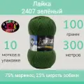 Пряжа Color City Лайка цвет 2407 зелёный (100г/300м, упаковка 10 мотков)
