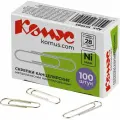 Скрепки Комус (28мм, никелированные, негофрированные) 100шт. (161985), 10 уп.