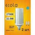 2 шт. Лампа Экола кукуруза E27, Ecola LED светодиодная 32W, 2700K теплый белый свет, 220V
