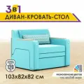 Раскладной диван кровать GOSTIN Юнга мини(сидение 76см)выкатной трансформер 3в1 для кухни, детский(белый стол)бирюзовый