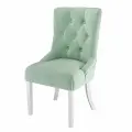 Стул мягкий ASHLEY со спинкой на деревянных ножках для кухни столовой гостиной кафе ресторана обеденный массив дерева велюр светло-зеленый, эмаль белая