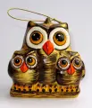 Елочная игрушка фарфоровая сова и совята (с золотом). Ручная работа Россия. Высота 9,5 см.