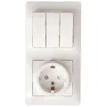 Блок: розетка с заземлением со шторками и 3-кл. выключатель Glossa Schneider Electric, Белый