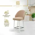 Cтул полубарный 60 см Fusion Standart F03+, на белых дубовых ножках, велюр цвет бежевый, Лаврентьев Студио