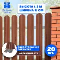 Штакетник металлический Классик (односторонний окрас Принтек - Античный Дуб 3D, высота 1.3 м, ширина планки 10 см, 20 шт, саморезы в комплекте)