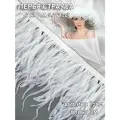 Перья на ленте Страус арт. FBY-15-01 шир.15см цв. белый уп.2м