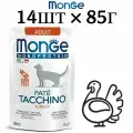 Влажный корм Monge Cat Monoprotein пауч, для взрослых кошек, со вкусом индейки (14шт по 85г)