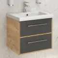 Тумба с раковиной в ванную MELBOURNE 60 подвесная , дуб / серый / AQUA DE MARCO