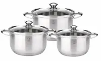 Набор кастрюль с крышкой Swissgold из нержавеющей стали 2,6л - 18 см 4,7л - 22 см 6,1л - 24 см для всех типов плит, включая индукционные