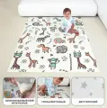 Коврик детский для ползания складной METOMI Веселые животные/Звезды 180х120 см