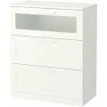 Комод с 3 ящиками, белый/матовое стекло, 78x95 см IKEA BRIMNES бримнэс