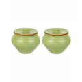 Набор 2 горшков 0,9 л 14,5*14,5*12,5 см TerraCotta с крышкой для запекания салатовый