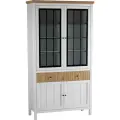 Шкаф Сканвуд 222 со стеклянными и глухими дверями, цвет - белый/антик