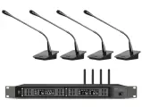 Fbw a4-conference четырёхканальная радио конференц система, приёмник a140r + 4 передатчика a100ct, 512-562мгц, fm-модуляция, 2/10/30мвт, 3 уровня squelch, индикация батареи, 50гц-15кгц
